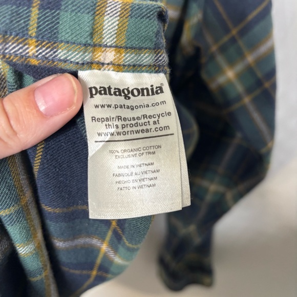 Patagonia Shirt Men’s Large Organic Cotton Plaid Flannel Button Down Long Sleeve - Picture 4 of 7